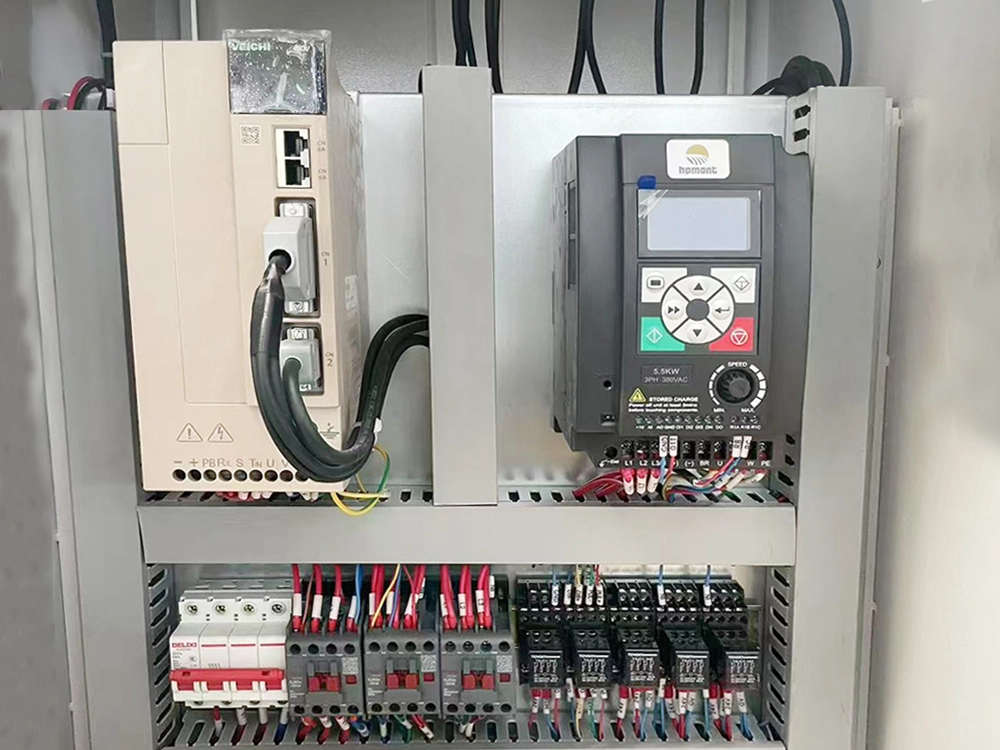 Related controller and inverter of main motor for CNC wood lathe with carving function