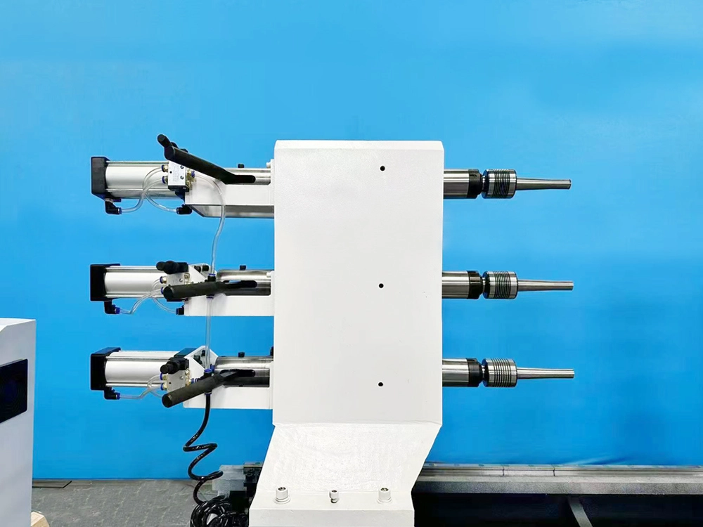 Tailstock of 3-station pool cue lathe