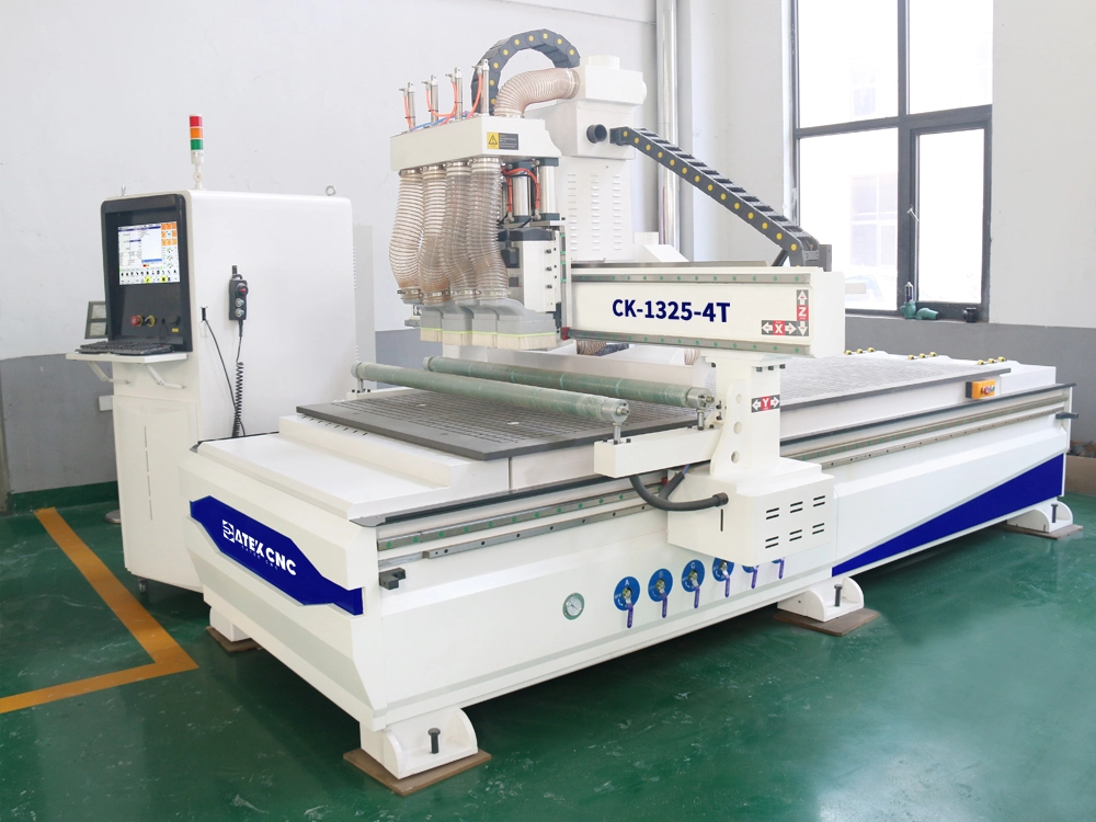 Front left view of CNC router with four switchable spindle