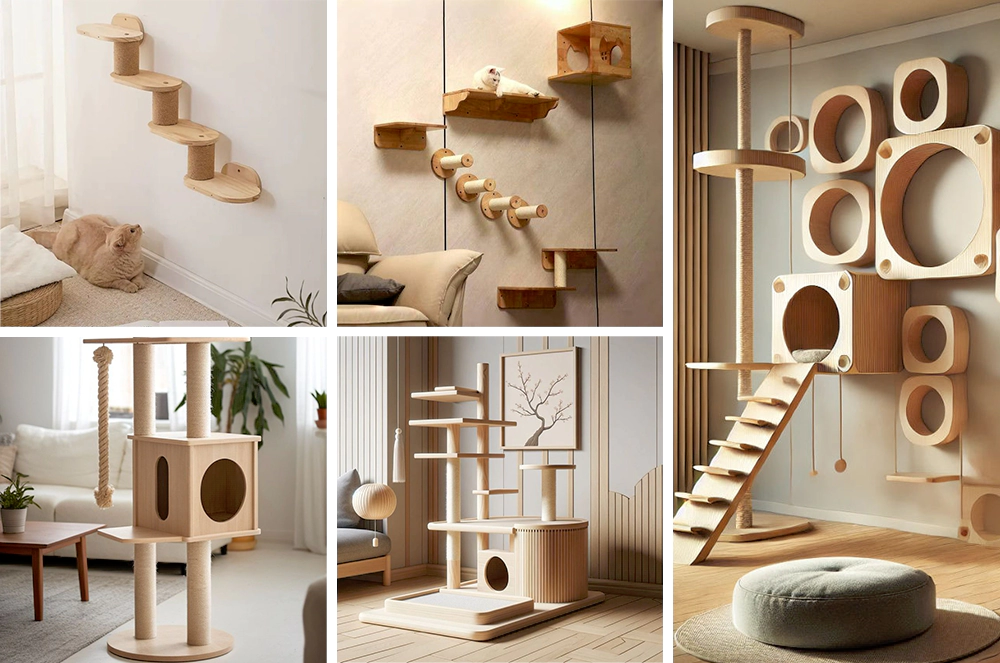 The CNC router can process cat trees & condos and wall shelves