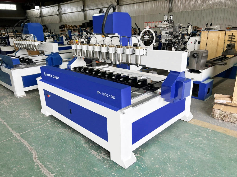 Front left view of 10 station of 3D wood sculpting machine