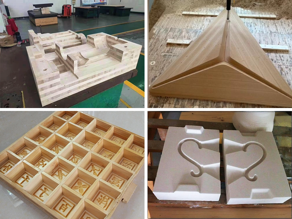 Examples of using a five-axis model making machine processing wooden and plaster molds