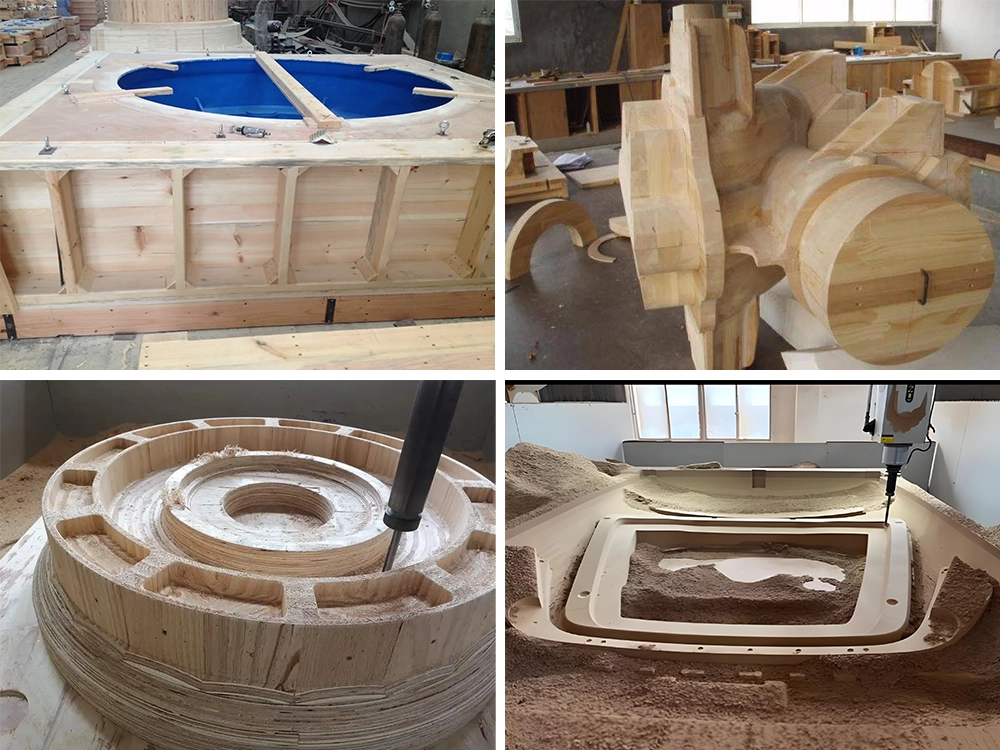 Bridge-type five-axis CNC large 3D model making machine can process various large-scale wooden molds, plaster molds, foam molds, aluminum molds, etc.