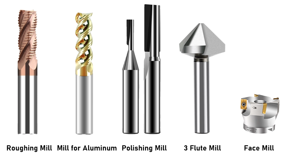 Roughing mill, mill for aluminum, polishing mill, 3 flult mill, face mill