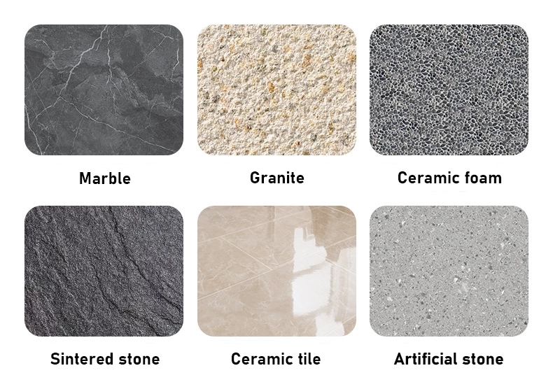 The 5-axis CNC stone bridge saw can process various stone products such as marble, granite, ceramic foam , sintered stone, ceramic tile, artificial stone, etc.