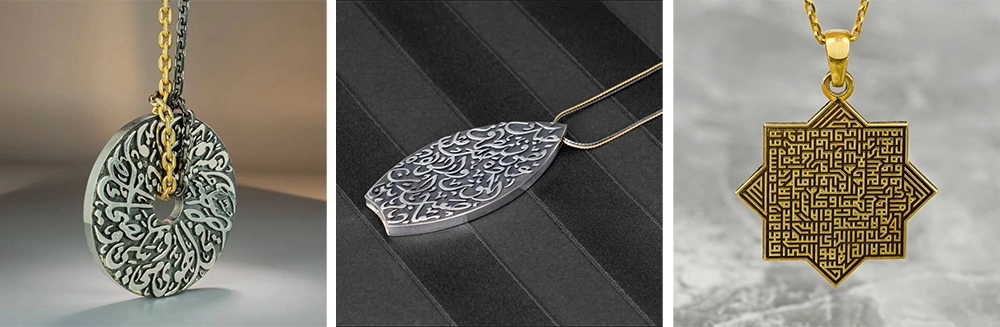 This fiber laser marking machine can engrave pendant patterns on silver and stainless steel