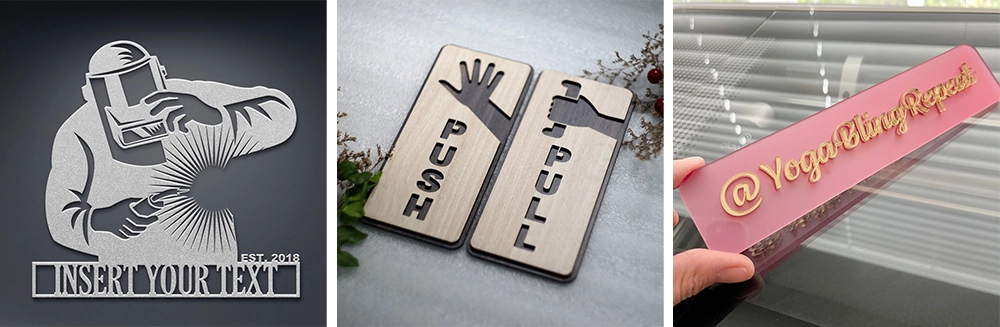 The UV laser marking machine can mark metal signs, wooden signs, plastic signs, etc. The UV laser marking machine can mark metal signs, wooden signs, plastic signs, etc.