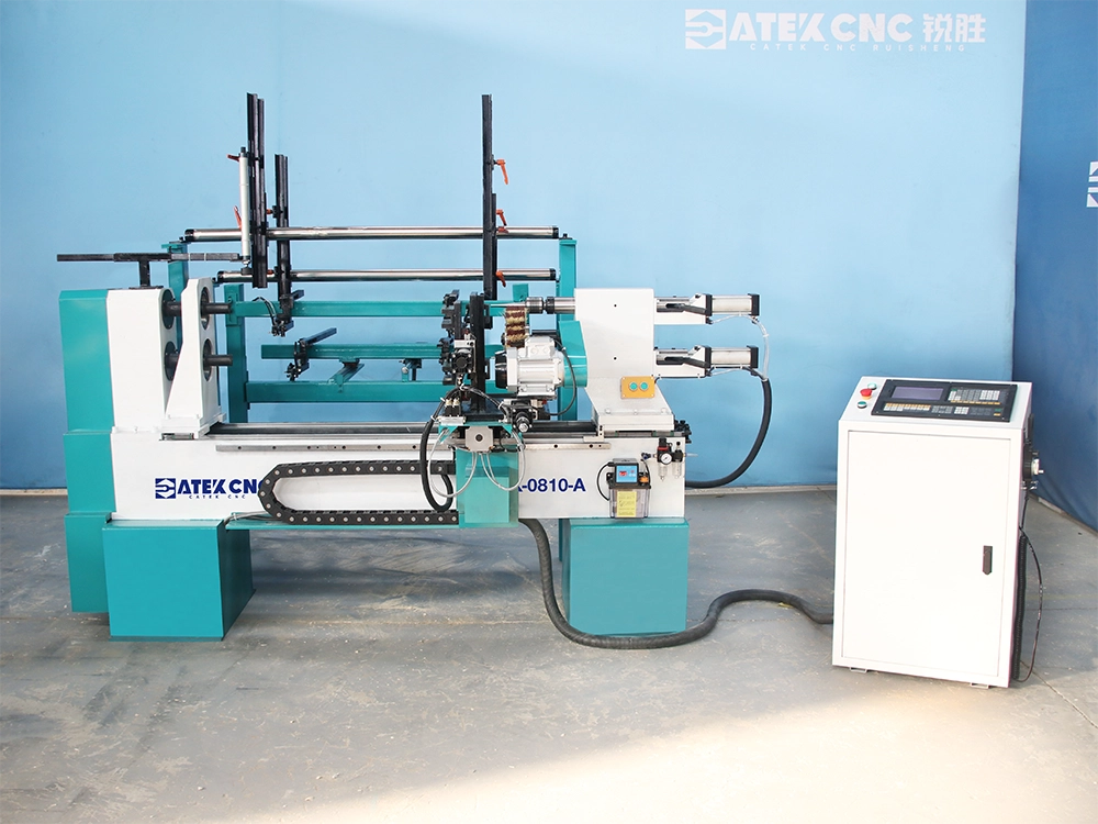 Mini CNC wood lathe with automatic feeding device