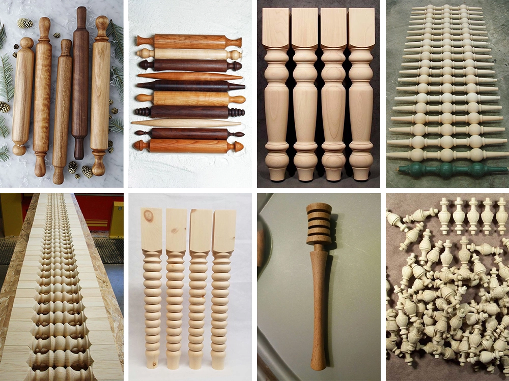 Use automatic feeding small CNC wood lathe to manufacture various wooden accessories