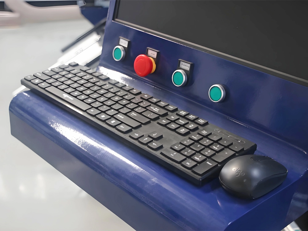 Keyboard and mouse for control panel for 5-axis CNC wood lathe