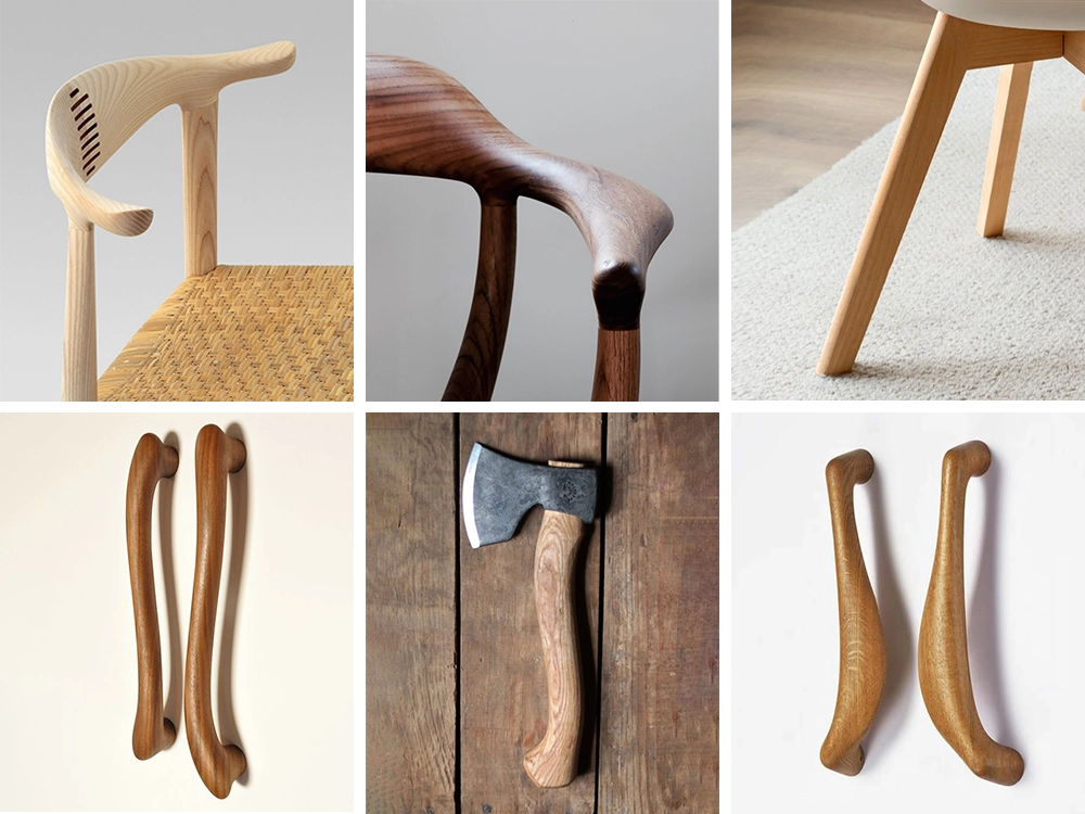 The 4-station CNC copying lathe can process asymmetric special-shaped workpieces such as chair backs, chair arms, chair legs, and wooden handles​