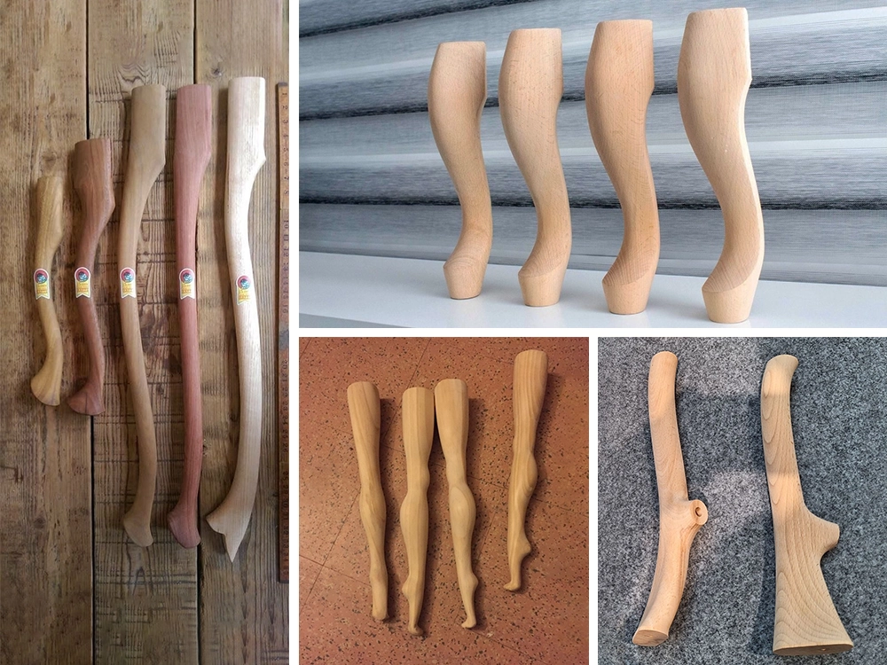 ​Example of chair legs machined by a 4-station CNC copying lathe