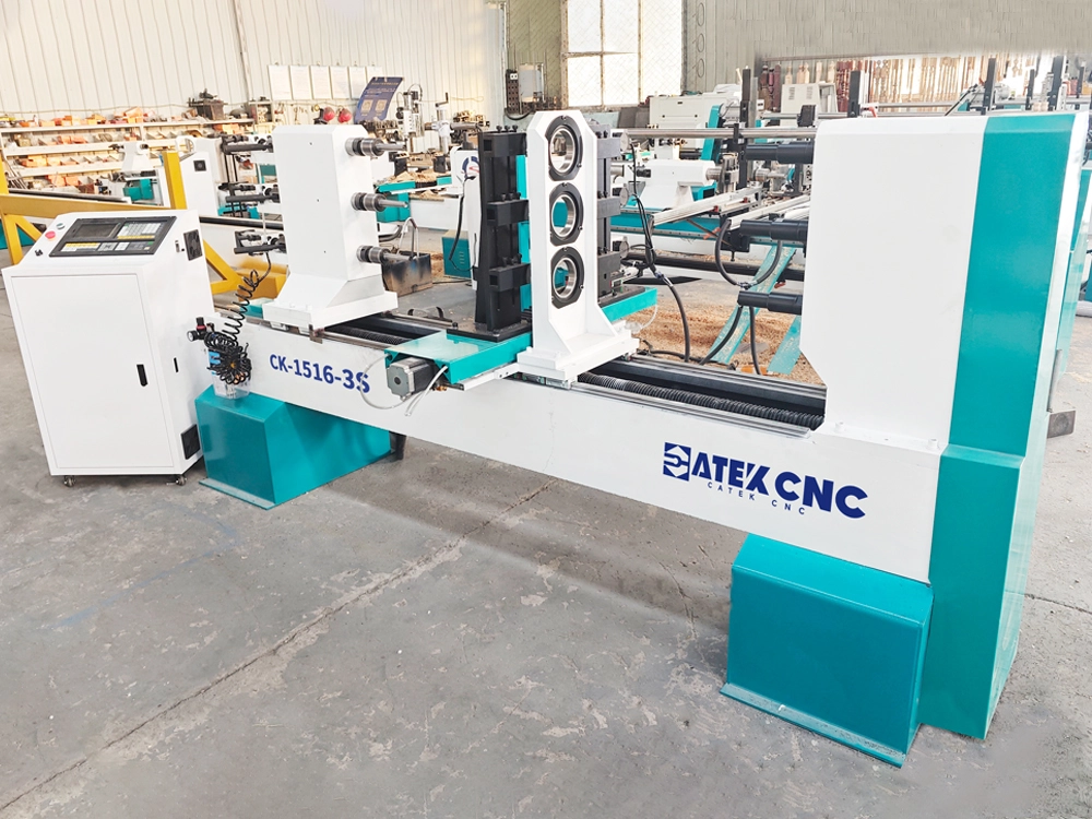 3-Station CNC Woodworking Lathe with Turning and Engraving