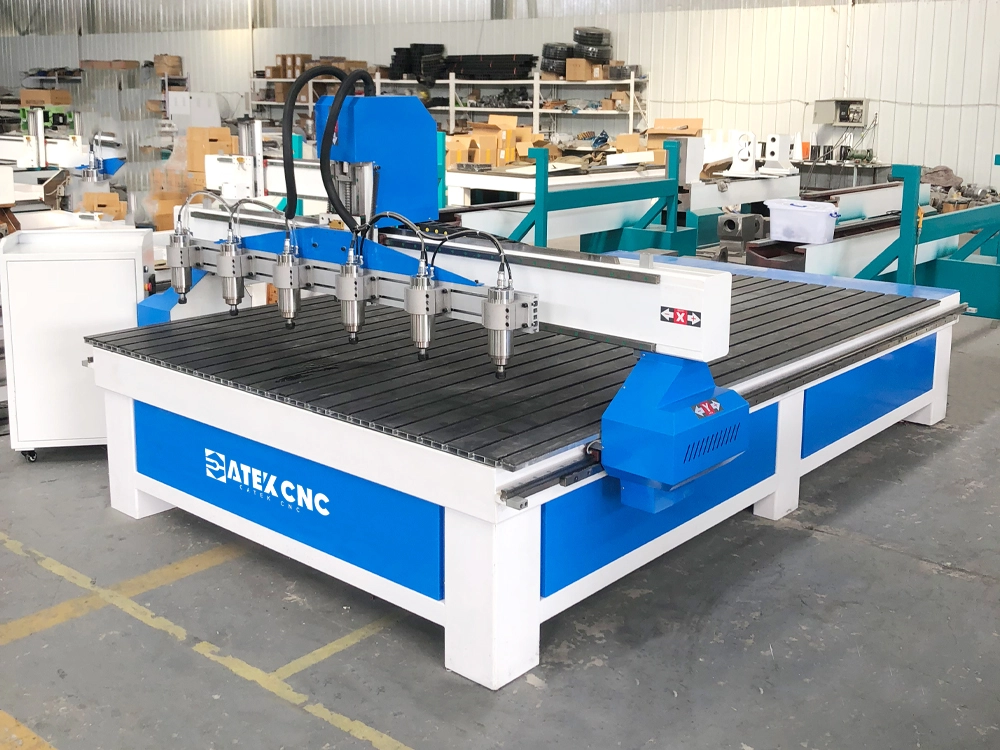 Multi-Head CNC Router for Engraving of Multiple Wood Panels