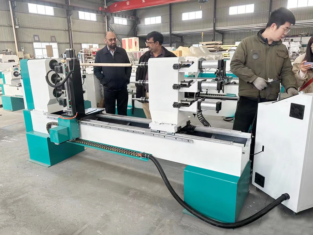 3-Station CNC Wood Lathe for Mass Production of Pool Cues