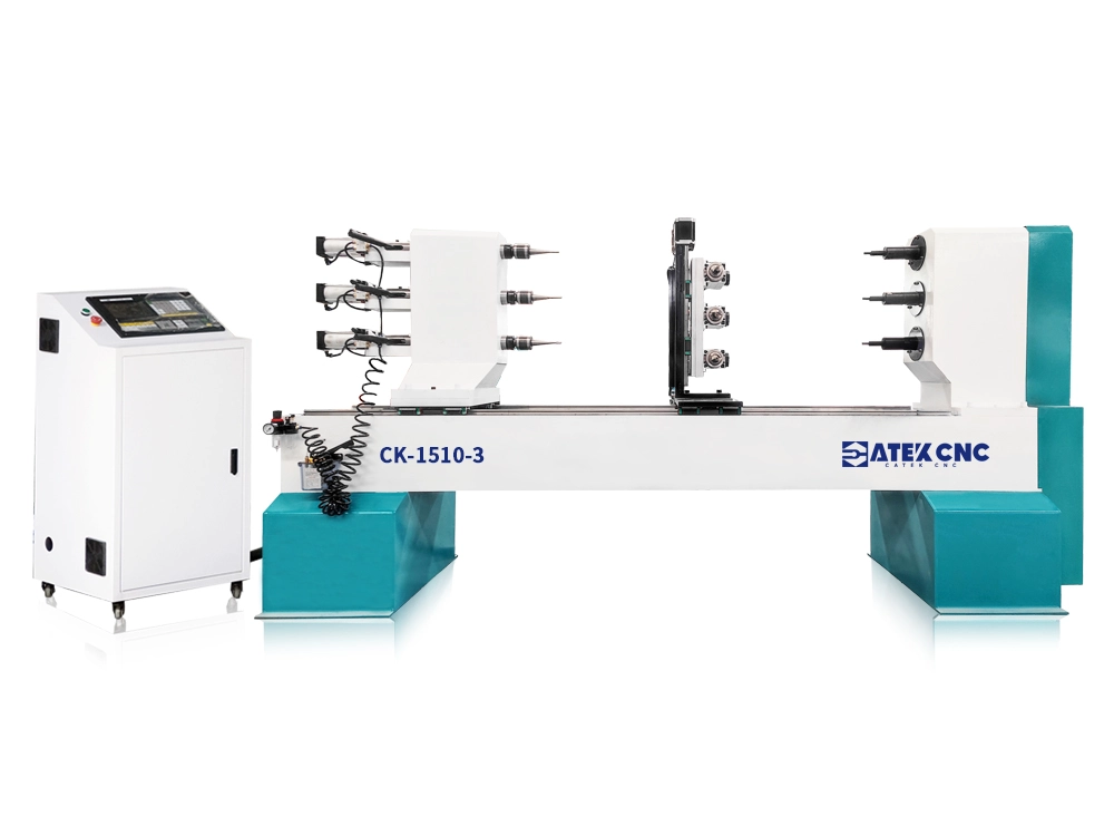 3-Station CNC Wood Lathe for Mass Production of Pool Cues