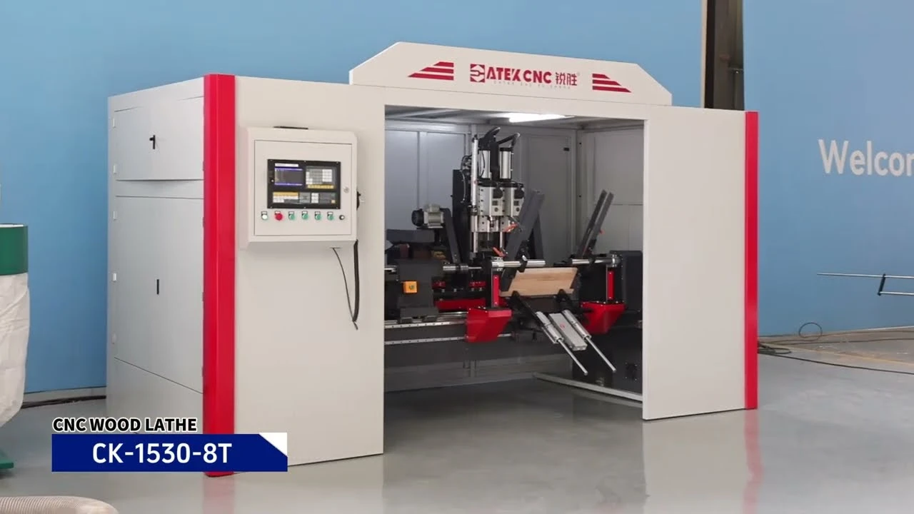 Fully Automatic 9-in-1 CNC Wood Lathe with Safety Enclosure