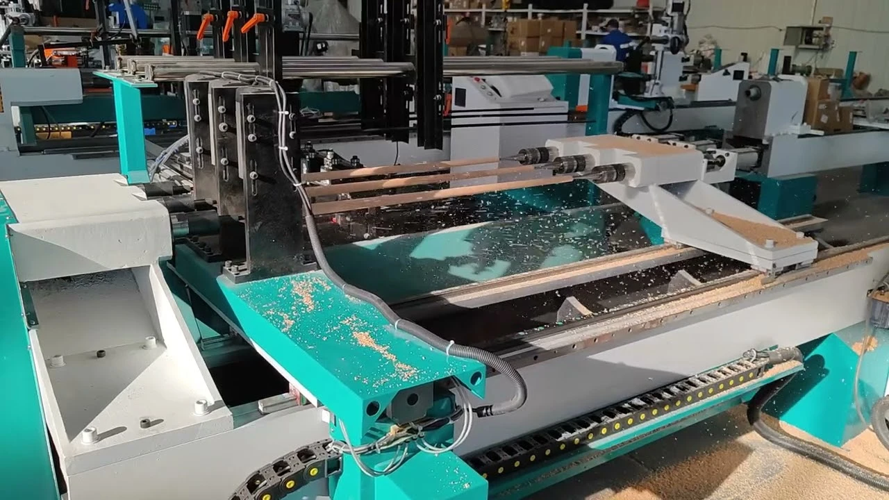 Automatic Loading and Unloading 3-Station Pool Cue CNC Milling Lathe