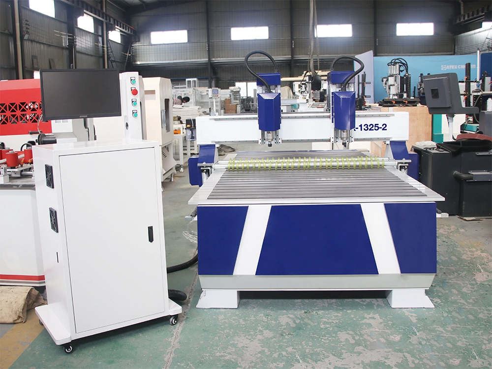 CNC Router with Two Independently Controlled Spindles and Pneumatic Roller
