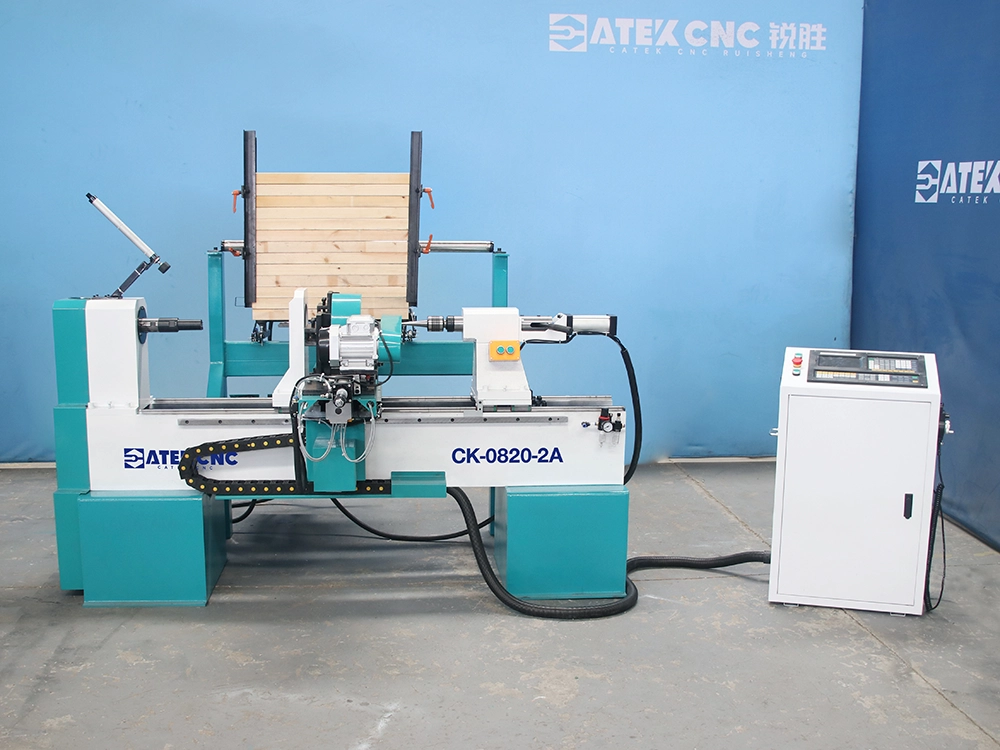 Compact Dual-Tool CNC Wood Lathe with Automatic Feeding
