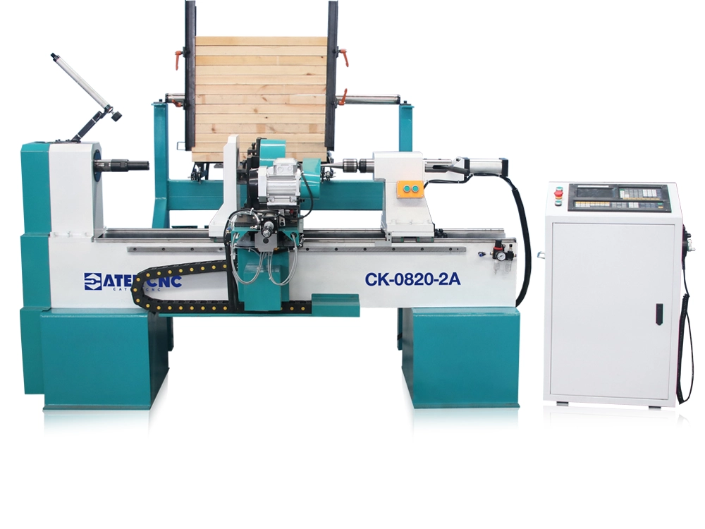 Compact Dual-Tool CNC Wood Lathe with Automatic Feeding