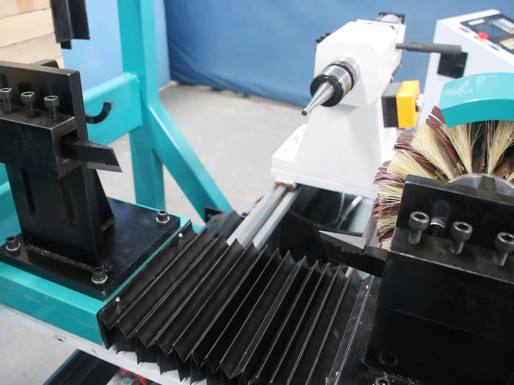 Compact Dual-Tool CNC Wood Lathe with Automatic Feeding