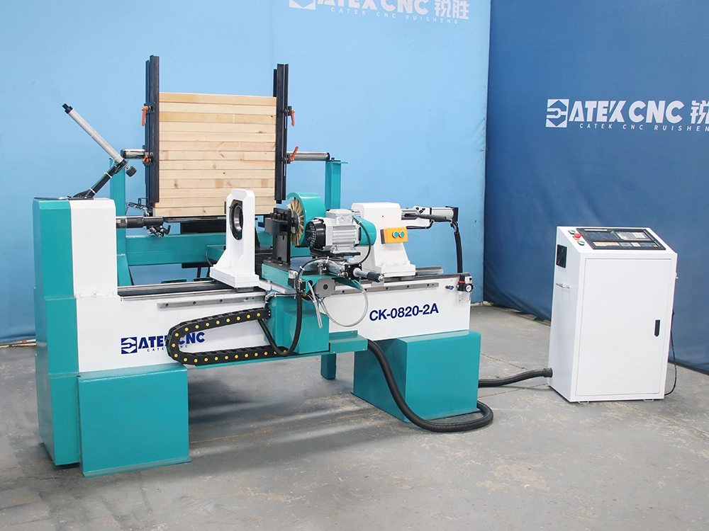 Compact Dual-Tool CNC Wood Lathe with Automatic Feeding