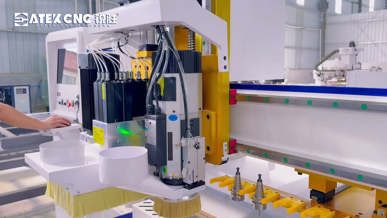  7×10ft Linear ATC CNC Router with 9+8 Drilling Unit